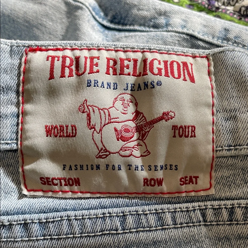 True Religion Men's Light Blue Jean Shorts